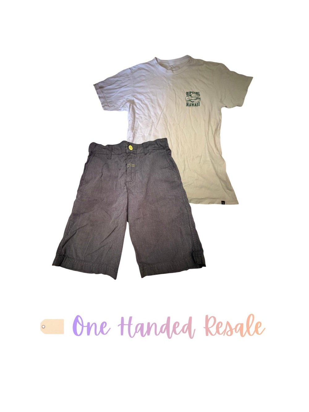 🌊 Rip Curl White Graphic Tee Shaun White Gray Shorts Outfit Set M